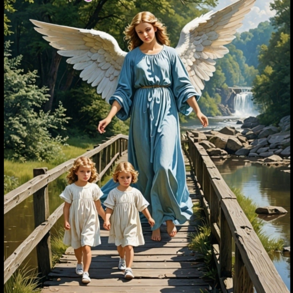 Guardian Angel In A Glass Front Frame 8x10 Picture AI wall - Picture 2 of 2